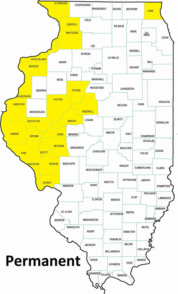 Map showing Yellow Mud Turtle habitat
